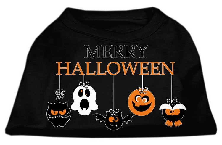 Merry Halloween Screen Print Dog Shirt Black XS